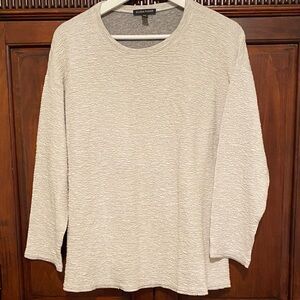 Eileen Fisher Crinkle Stretch Double Knit Box Top in Oatmeal long sleeve Size M